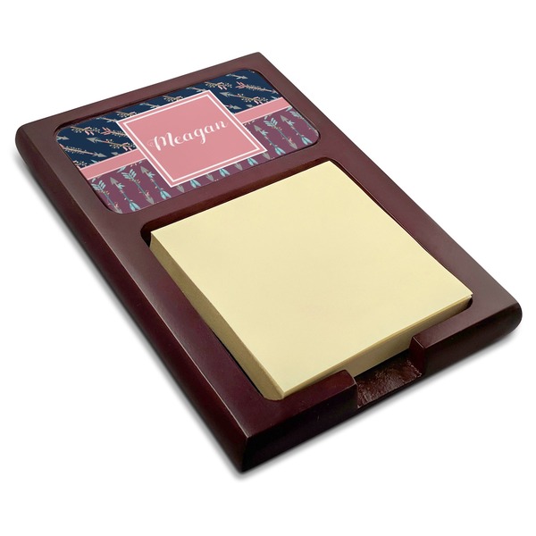 Custom Tribal Arrows Red Mahogany Sticky Note Holder (Personalized)