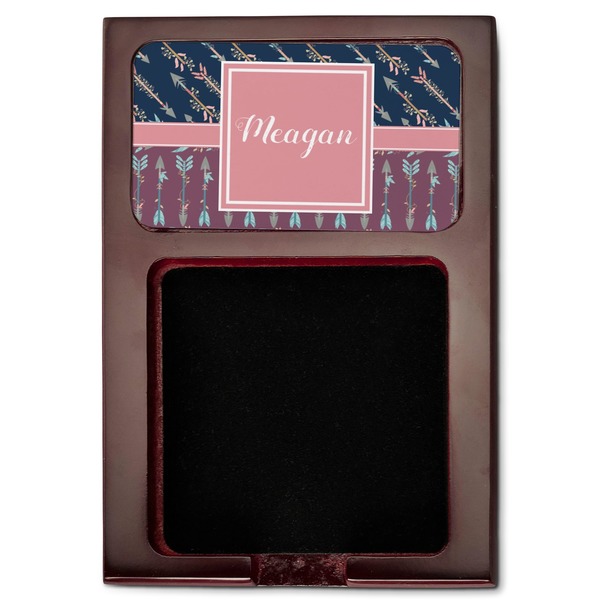Tribal Arrows Red Mahogany Sticky Note Holder - Flat