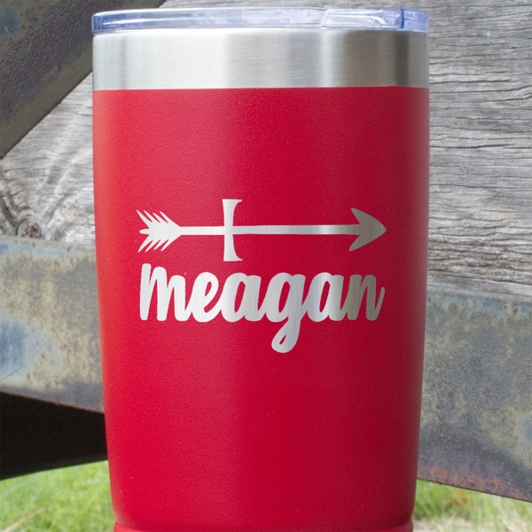 Tribal Arrows Red Polar Camel Tumbler - 20oz - Close Up