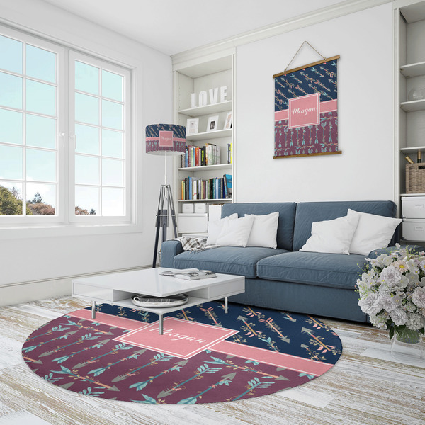 Tribal Arrows Round Area Rug - IN CONTEXT
