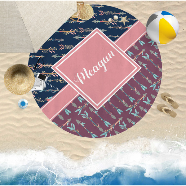 Tribal Arrows Round Beach Towel Lifestyle