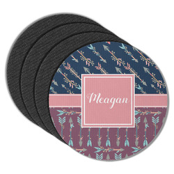Tribal Arrows Round Rubber Backed Coasters - Set of 4 (Personalized)
