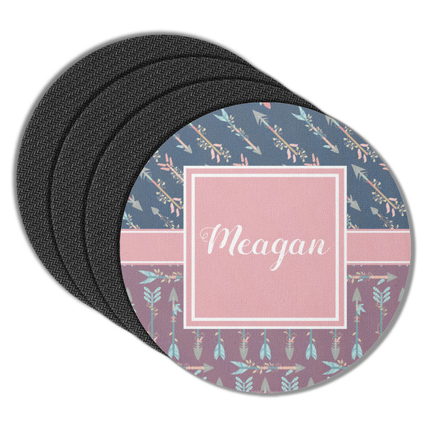 Custom Tribal Arrows Round Rubber Backed Coasters - Set of 4 (Personalized)