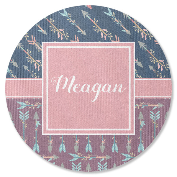Custom Tribal Arrows Round Rubber Backed Coaster (Personalized)