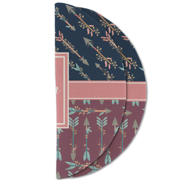 Tribal Arrows Round Linen Placemats - HALF FOLDED (double sided)