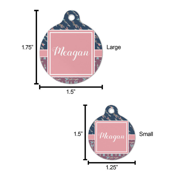 Tribal Arrows Round Pet ID Tag - Large - Comparison Scale