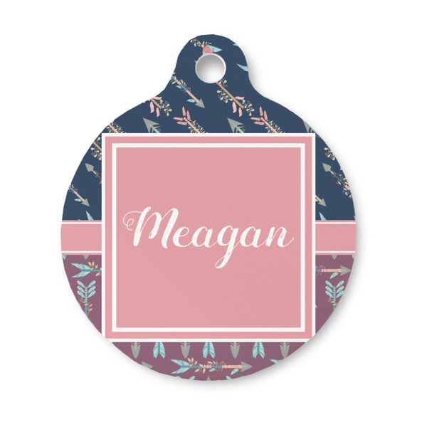 Custom Tribal Arrows Round Pet ID Tag - Small (Personalized)