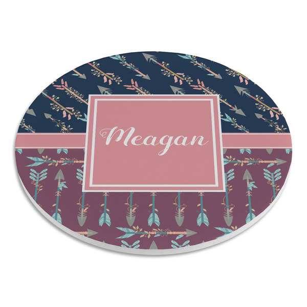 Tribal Arrows Round Stone Trivet - Angle View