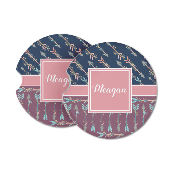 Custom Tribal Arrows Sandstone Car Coasters (Personalized)