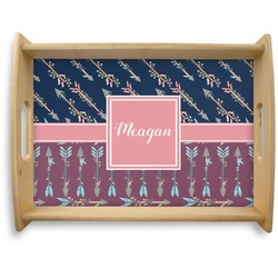 Tribal Arrows Natural Wooden Tray - Large (Personalized)