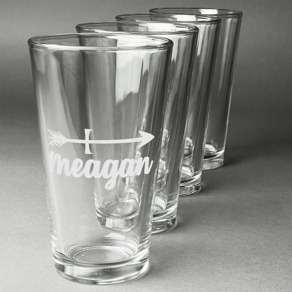 Custom Tribal Arrows Pint Glasses - Engraved (Set of 4) (Personalized)