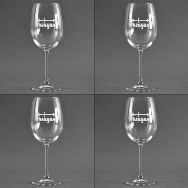 Tribal Arrows Set of Four Personalized Wineglasses (Approval)