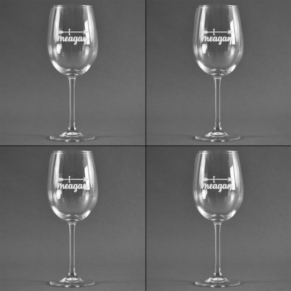 Tribal Arrows Set of Four Personalized Wineglasses (Approval)