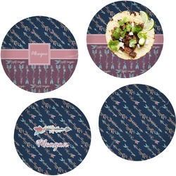 Tribal Arrows Set of 4 Glass Lunch / Dinner Plate 10" (Personalized)