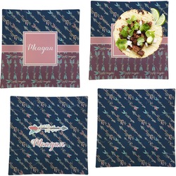 Tribal Arrows Set of 4 Glass Square Lunch / Dinner Plate 9.5" (Personalized)