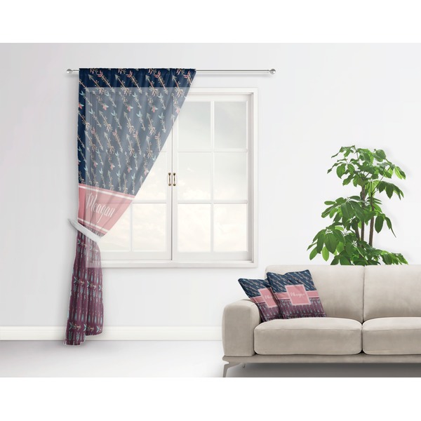 Tribal Arrows Sheer Curtain With Window and Rod - in Room Matching Pillow