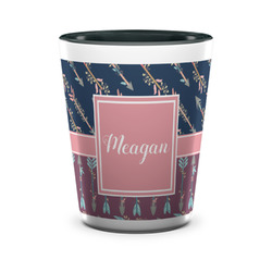 Tribal Arrows Ceramic Shot Glass - 1.5 oz - Two Tone - Set of 4 (Personalized)