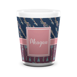 Tribal Arrows Ceramic Shot Glass - 1.5 oz - White - Set of 4 (Personalized)