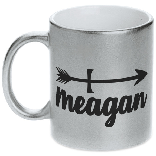 Custom Tribal Arrows Metallic Silver Mug (Personalized)
