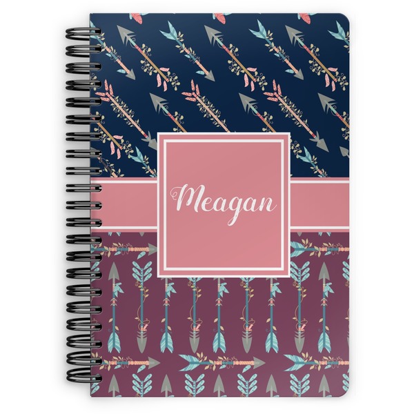 Custom Tribal Arrows Spiral Notebook - 7x10 w/ Name or Text