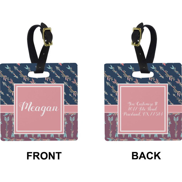 Tribal Arrows Square Luggage Tag (Front + Back)