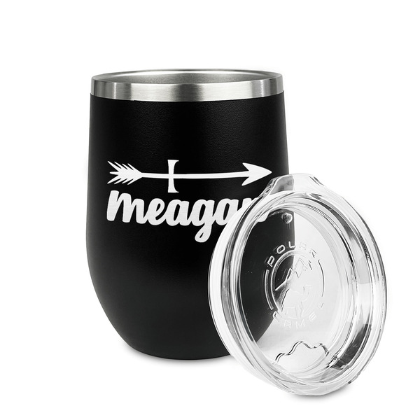 Tribal Arrows Stainless Wine Tumblers - Black - Single Sided - Alt View