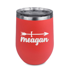 Tribal Arrows Stemless Stainless Steel Wine Tumbler - Coral - Double Sided (Personalized)
