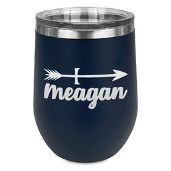 Tribal Arrows Stemless Stainless Steel Wine Tumbler - Navy - Double Sided (Personalized)