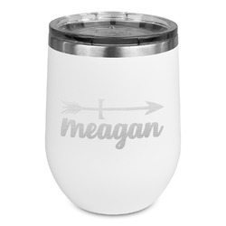 Tribal Arrows Stemless Stainless Steel Wine Tumbler - White - Double Sided (Personalized)
