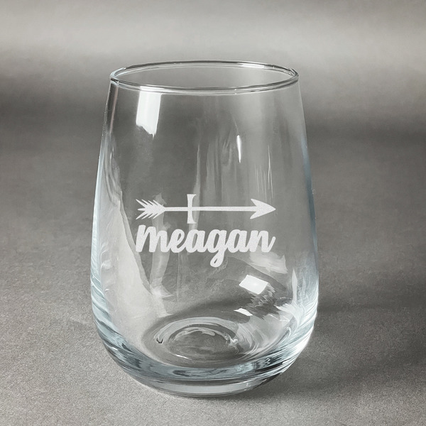 Custom Tribal Arrows Stemless Wine Glass - Engraved (Personalized)
