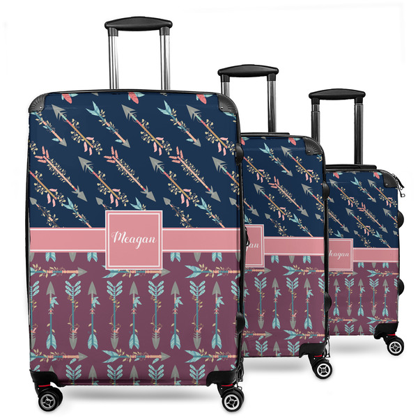 Custom Tribal Arrows 3 Piece Luggage Set - 20" Carry On, 24" Medium Checked, 28" Large Checked (Personalized)