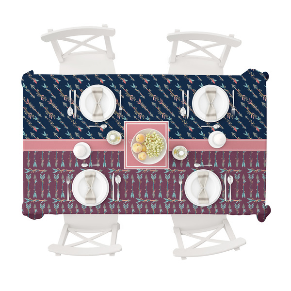 Tribal Arrows Tablecloths (58"x102") - TOP VIEW (with plates)