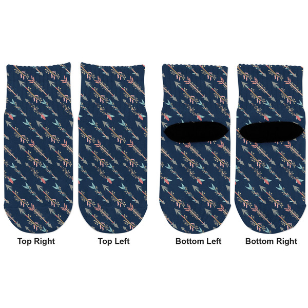 Tribal Arrows Toddler Ankle Socks - Double Pair - Front and Back - Apvl