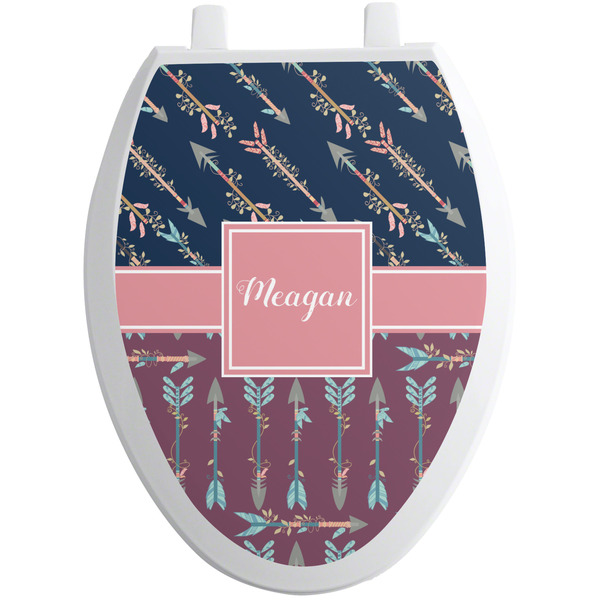 Custom Tribal Arrows Toilet Seat Decal - Elongated (Personalized)