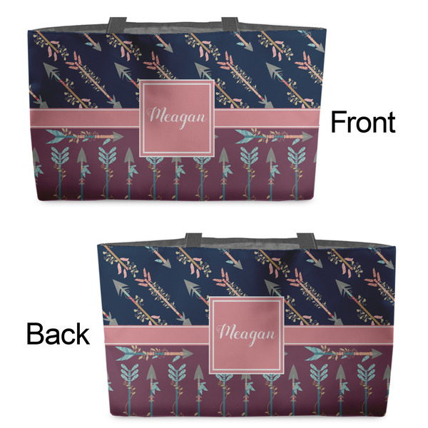 Tribal Arrows Tote w/Black Handles - Front & Back Views