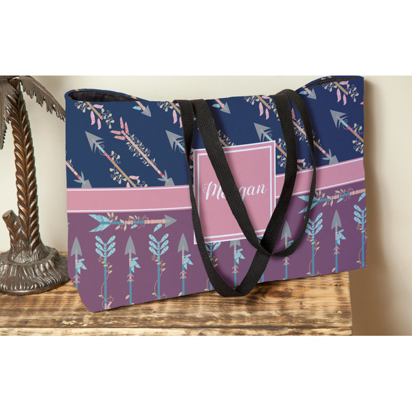 Tribal Arrows Tote w/Black Handles - Lifestyle View