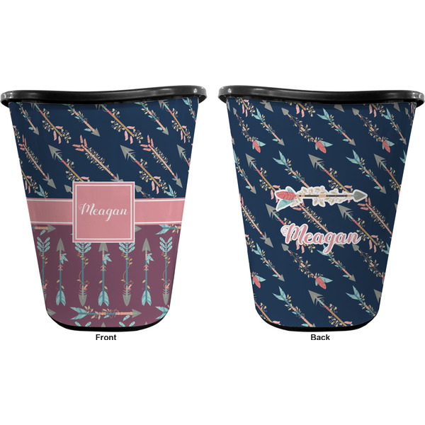 Tribal Arrows Trash Can Black - Front and Back - Apvl