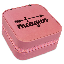 Tribal Arrows Travel Jewelry Boxes - Pink Leather (Personalized)