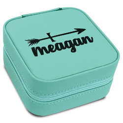 Tribal Arrows Travel Jewelry Box - Teal Leather (Personalized)