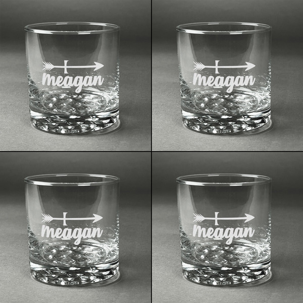 Tribal Arrows Whiskey Glasses - Set of 4 all Engraved