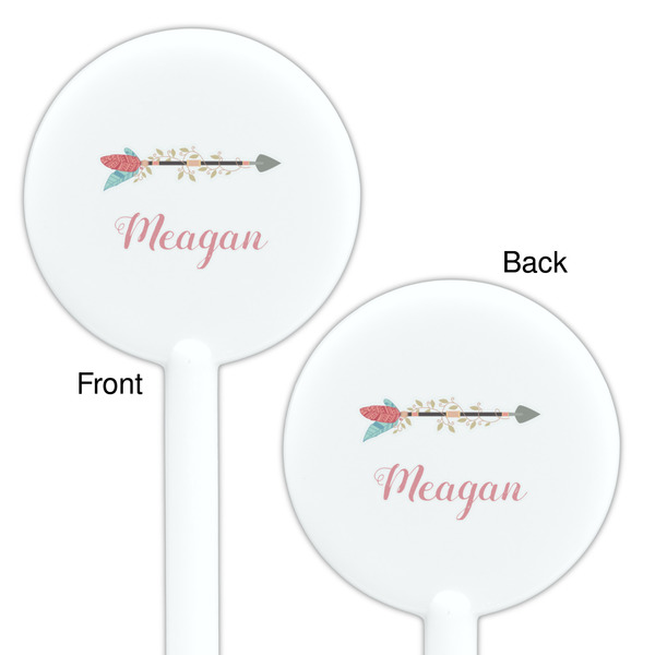 Tribal Arrows White Plastic 5.5" Stir Stick - Double Sided - Round - Front & Back