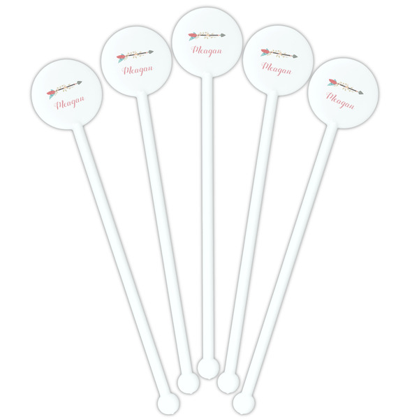 Tribal Arrows White Plastic 5.5" Stir Stick - Fan View