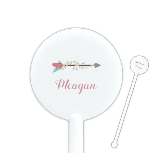 Custom Tribal Arrows 5.5" Round Plastic Stir Sticks - White - Single Sided (Personalized)