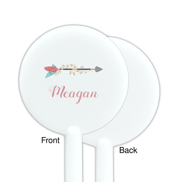 Tribal Arrows White Plastic 5.5" Stir Stick - Single Sided - Round - Front & Back