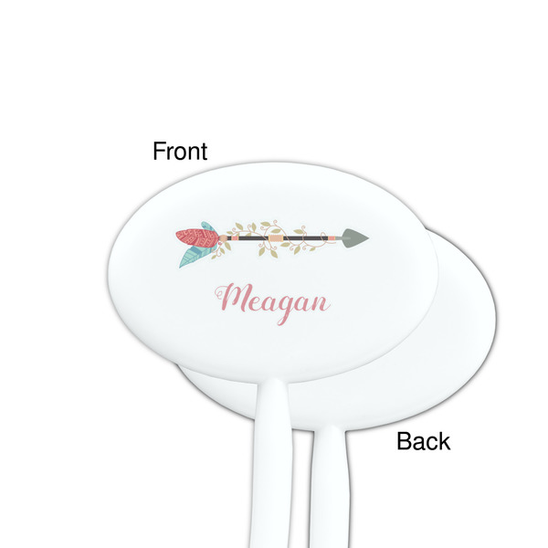 Tribal Arrows White Plastic 7" Stir Stick - Single Sided - Oval - Front & Back