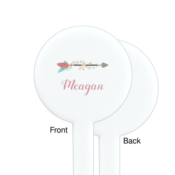 Tribal Arrows White Plastic 7" Stir Stick - Single Sided - Round - Front & Back