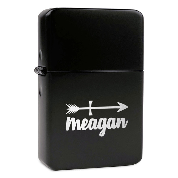 Custom Tribal Arrows Windproof Lighter - Black - Double Sided & Lid Engraved (Personalized)