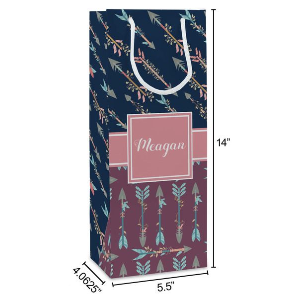 Tribal Arrows Wine Gift Bag - Dimensions