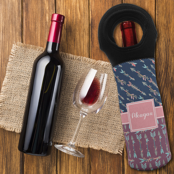 Tribal Arrows Wine Tote Bag - FLATLAY