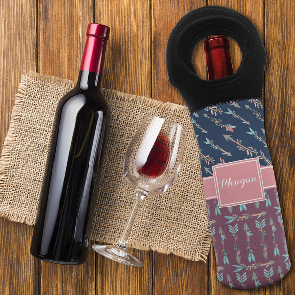 Tribal Arrows Wine Tote Bag - FLATLAY